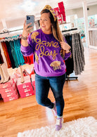 Tiger Game Day Fringe & Sequin Sweatshirt-Graphic Tops-Dear Me Southern Boutique, located in DeRidder, Louisiana