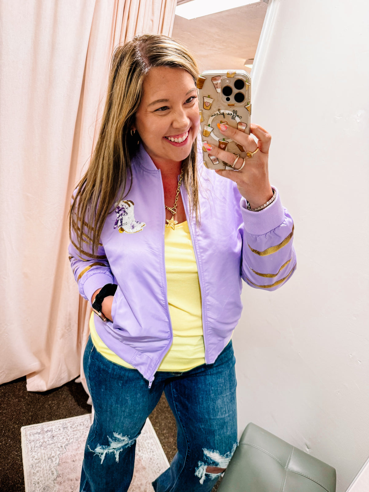 Tiger Stripe STTDB Sequin Bomber Jacket-Game Day-Dear Me Southern Boutique, located in DeRidder, Louisiana