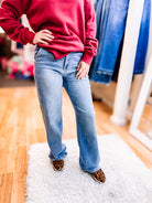 Timeless Trouser Wide Leg Judy Blue Jeans-Jeans-Dear Me Southern Boutique, located in DeRidder, Louisiana