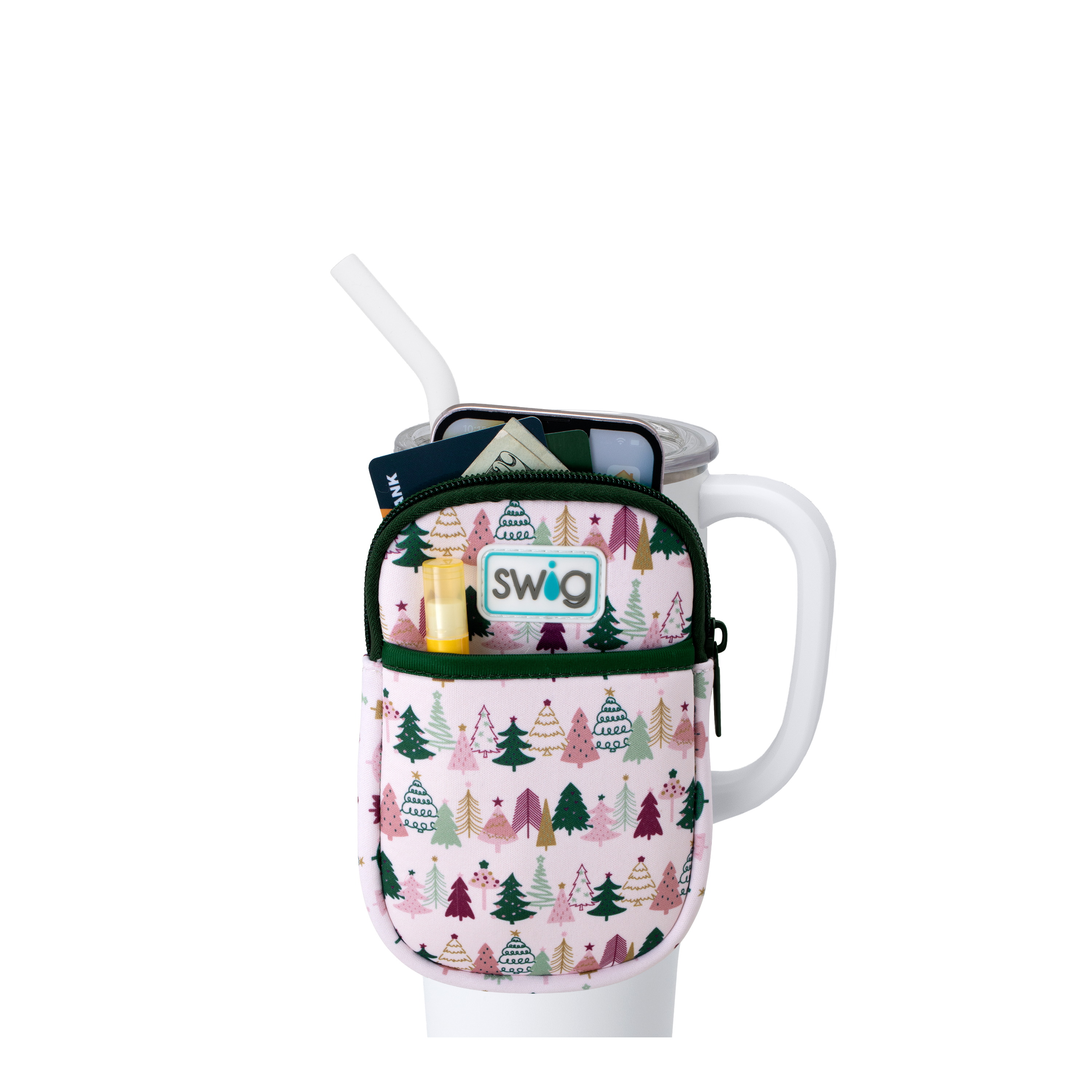 Tinseled Trees Mega Mug Swig Pouch-Mega Mugs-Dear Me Southern Boutique, located in DeRidder, Louisiana