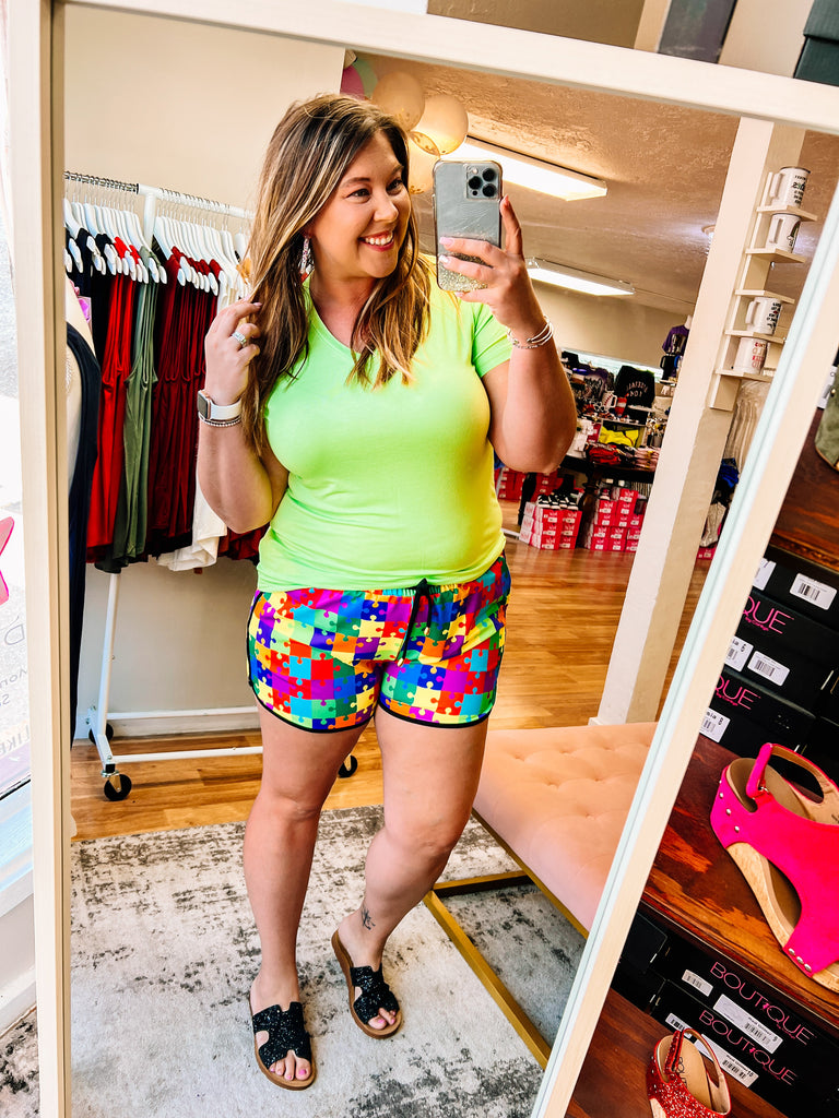 Totally Ausome Everyday Drawstring Shorts-Athletic Bottoms-Dear Me Southern Boutique, located in DeRidder, Louisiana