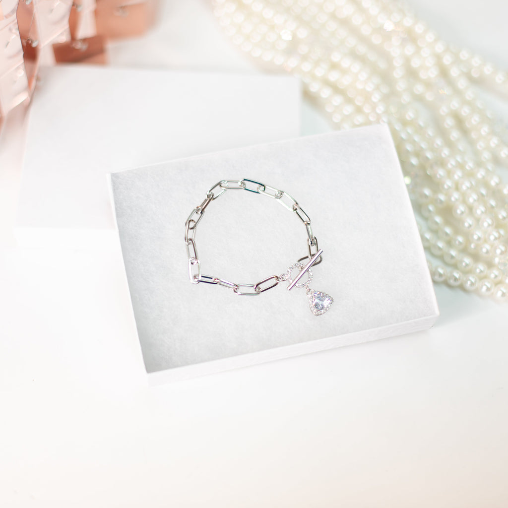 Triangle Crystal Bracelet - Silver-Bracelets-Dear Me Southern Boutique, located in DeRidder, Louisiana