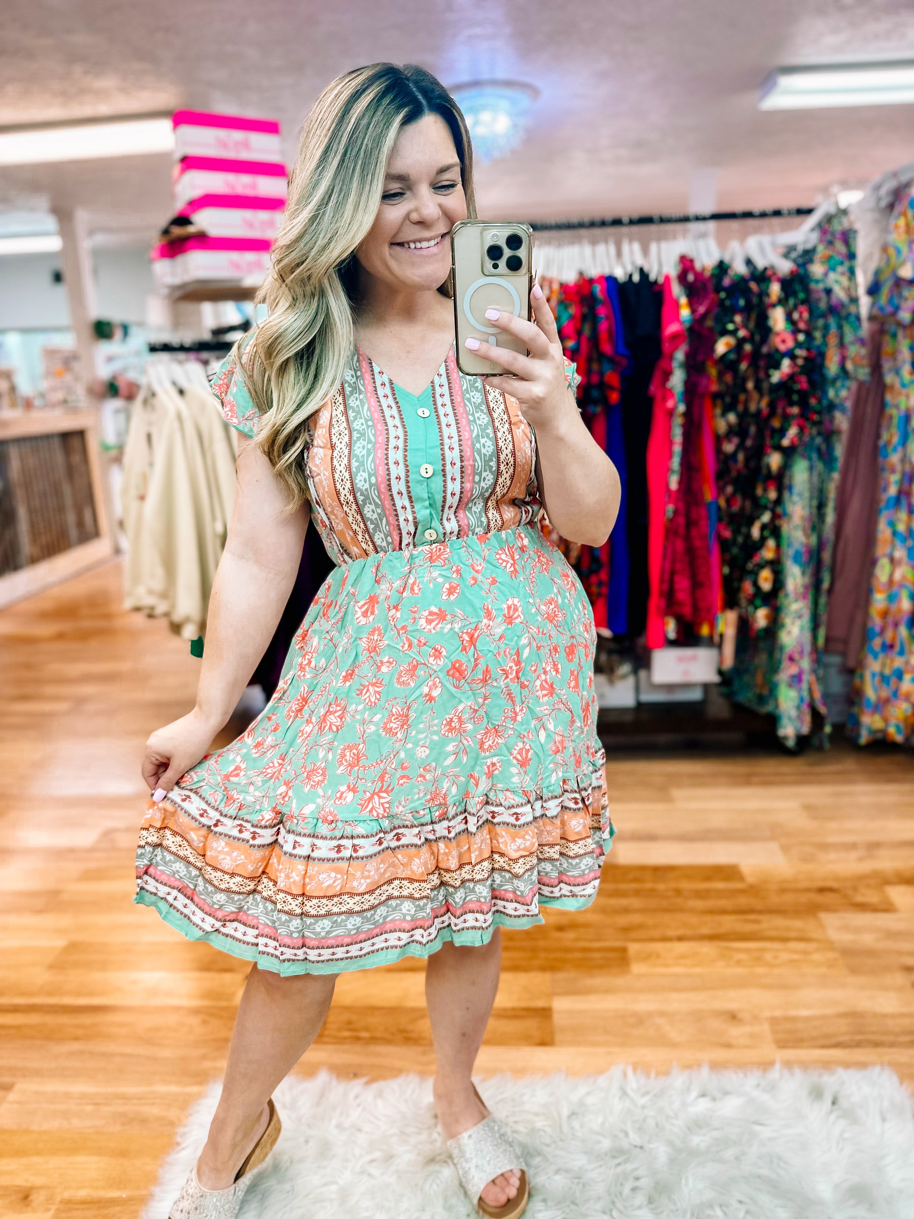 True Love Boho Ruffle Dress-Dresses-Dear Me Southern Boutique, located in DeRidder, Louisiana