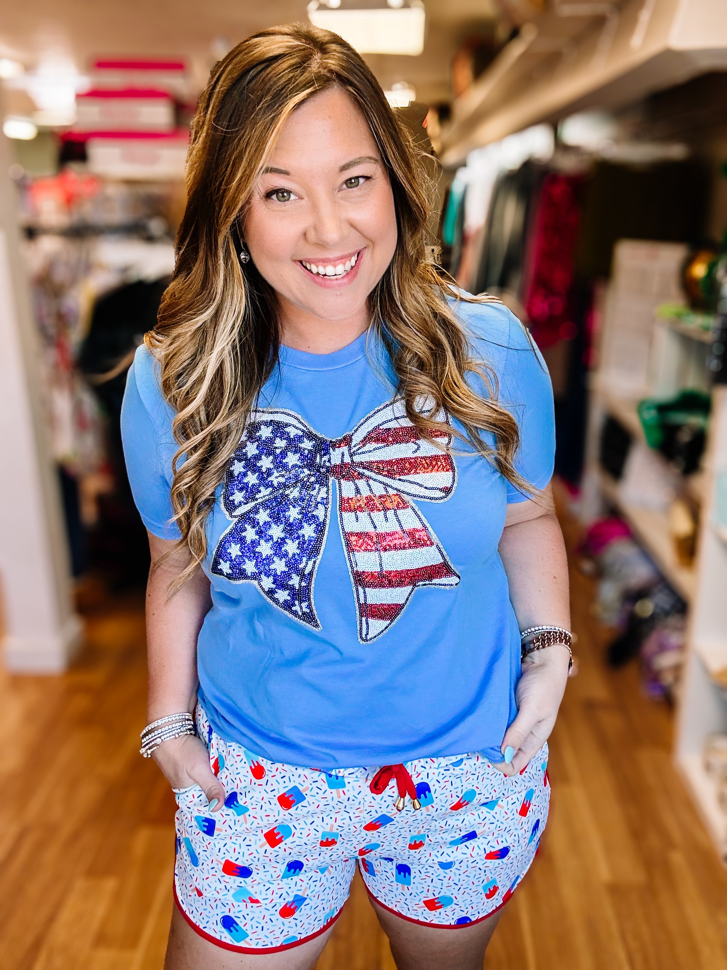 USA Bling Tee-Tees-Dear Me Southern Boutique, located in DeRidder, Louisiana