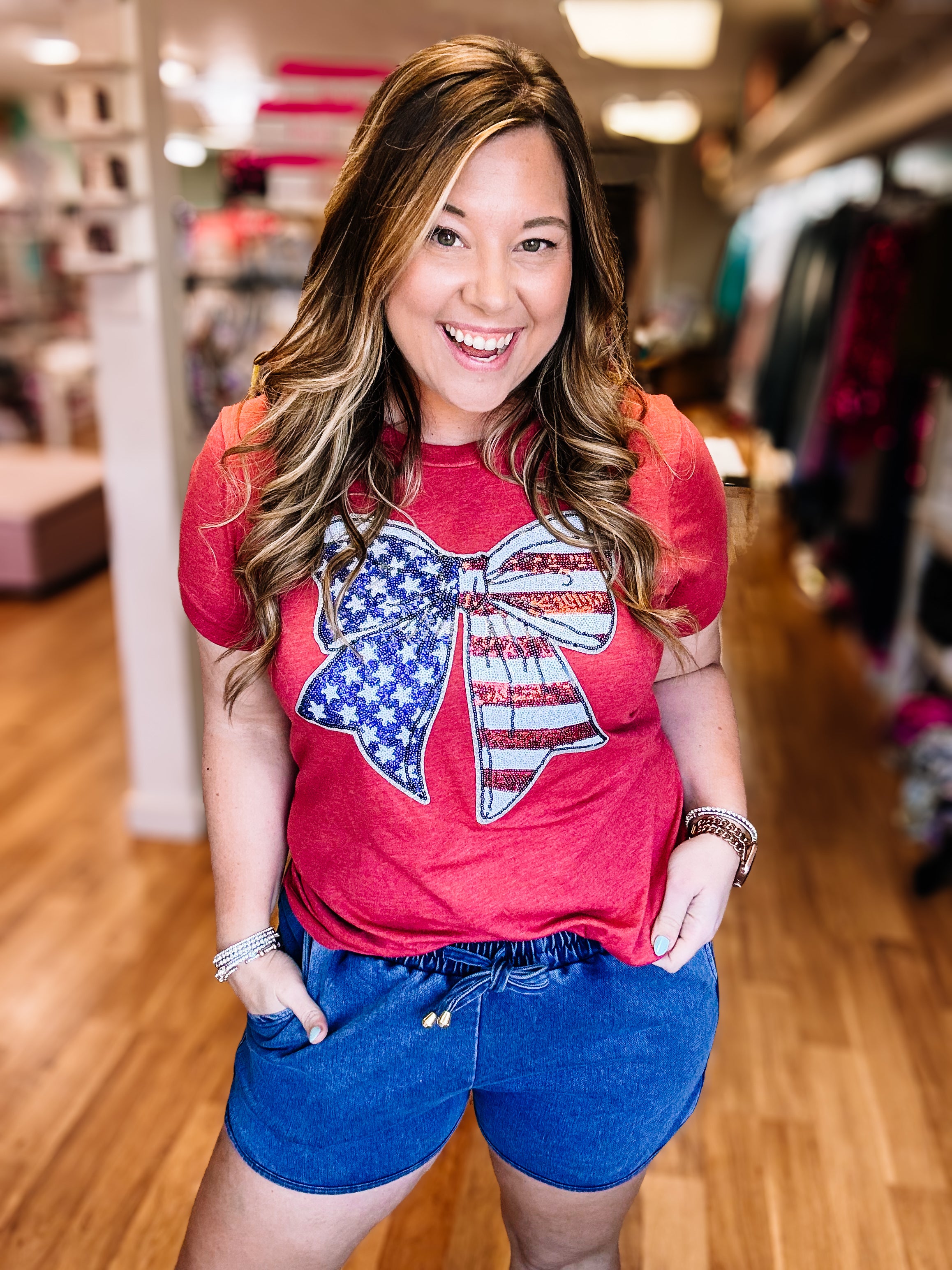USA Bling Tee-Tees-Dear Me Southern Boutique, located in DeRidder, Louisiana