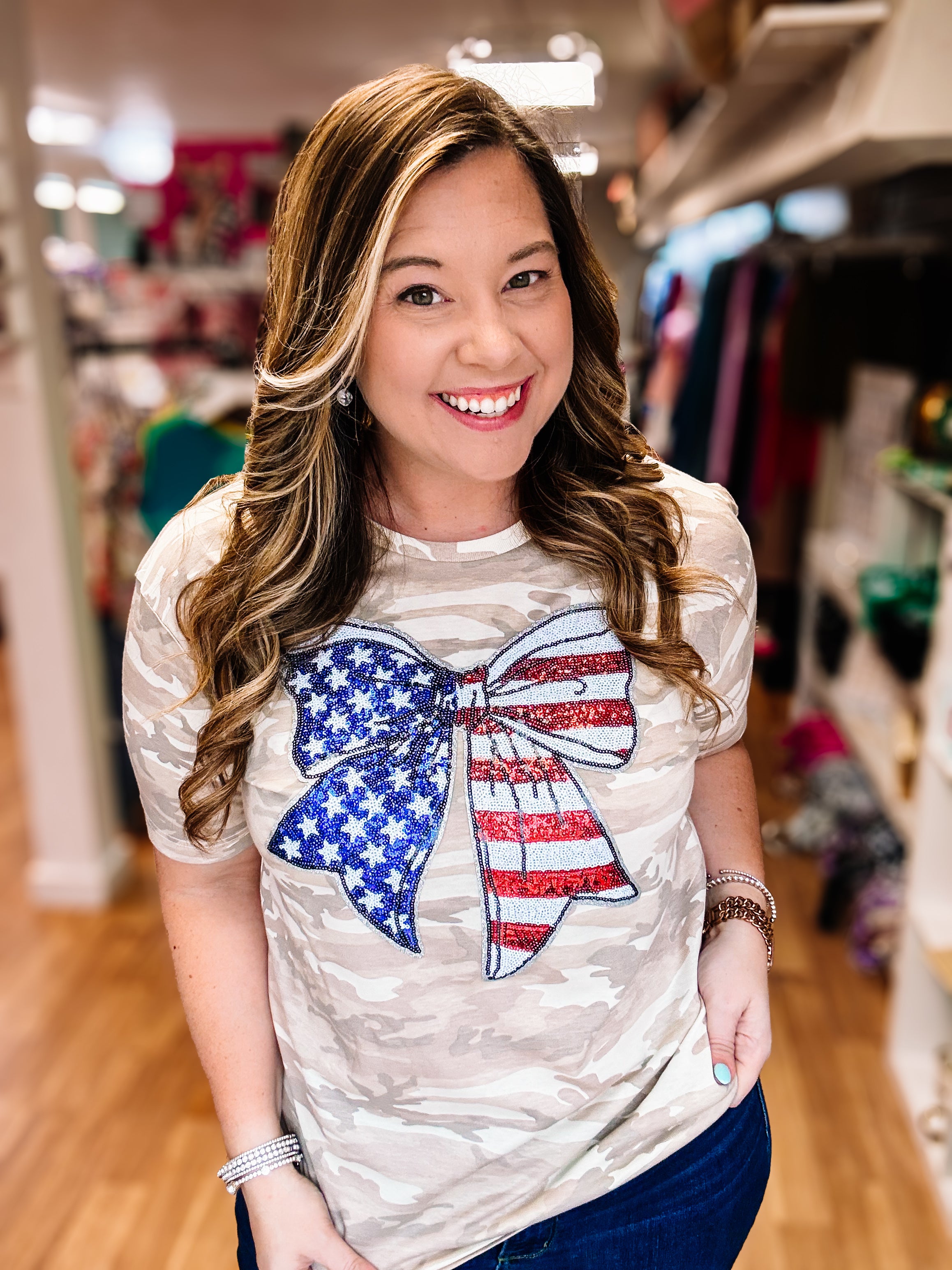 USA Bling Tee-Tees-Dear Me Southern Boutique, located in DeRidder, Louisiana