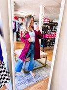 Uptown Midi Coat - Wine-Jackets-Dear Me Southern Boutique, located in DeRidder, Louisiana