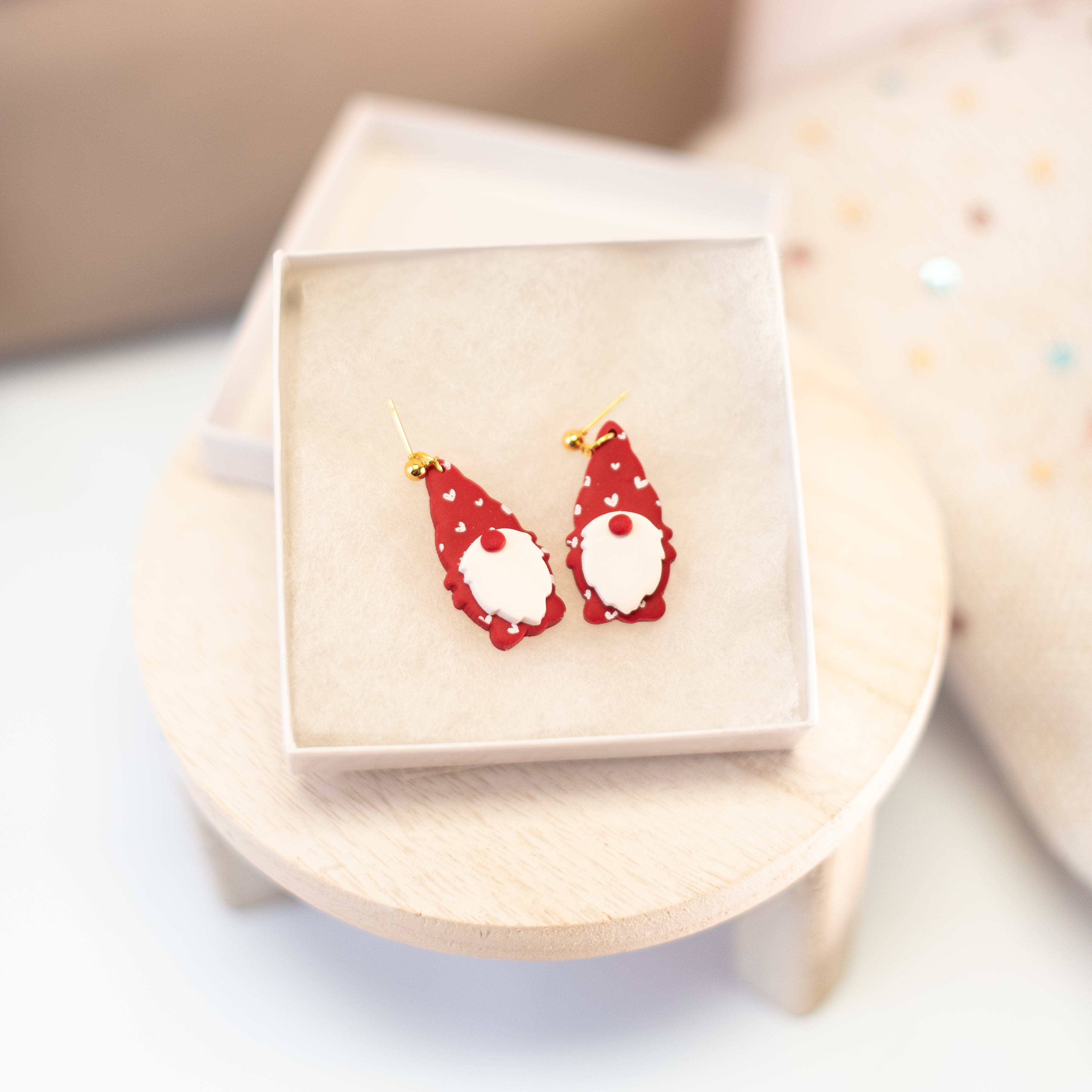 Valentine Gnome Clay Earrings-Earrings-Dear Me Southern Boutique, located in DeRidder, Louisiana