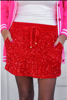Velvet Hour Sequin Skort - Red-Dear Me Southern Boutique, located in DeRidder, Louisiana