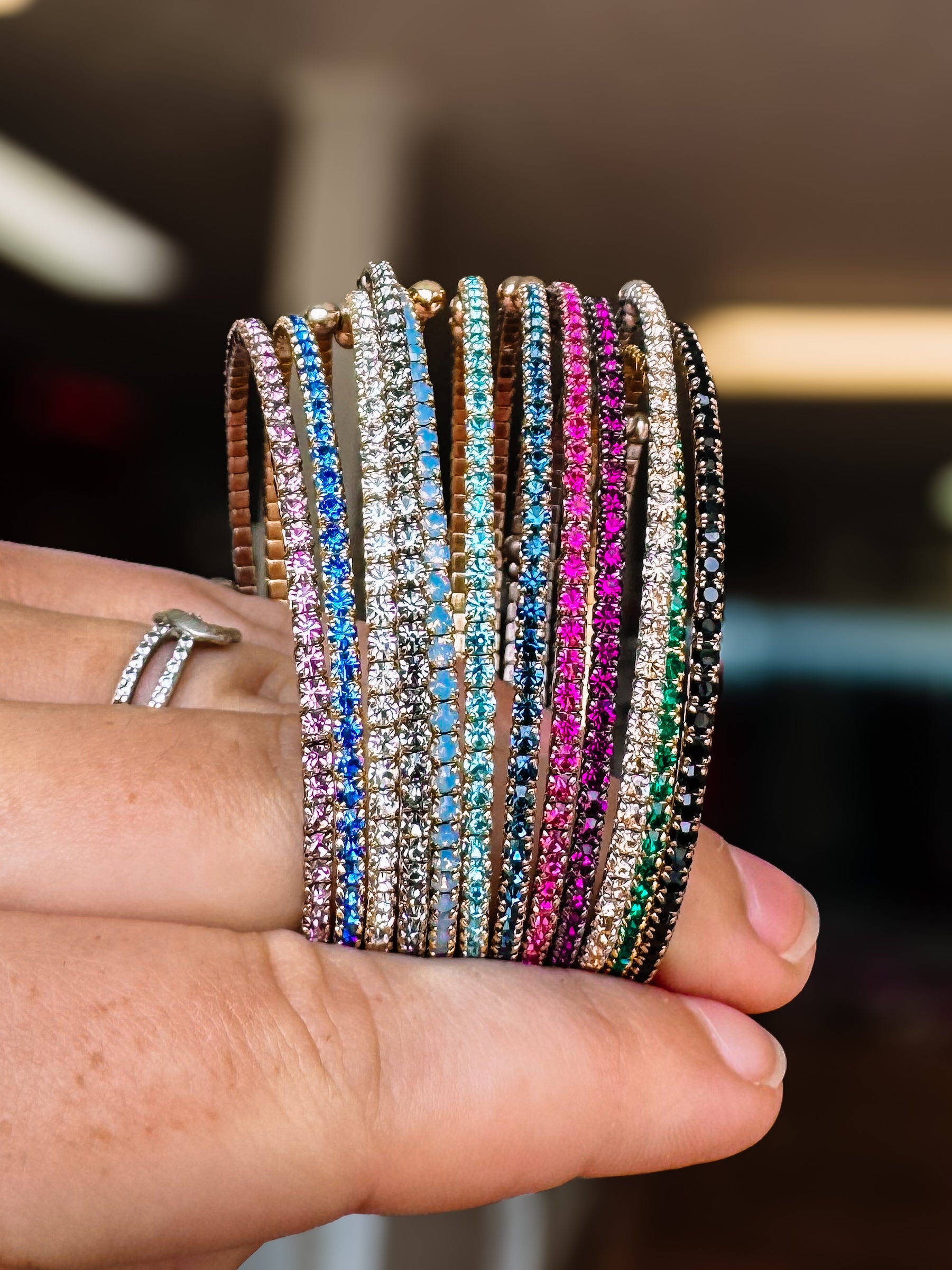 Venice Crystal Bangle - Chocolate Gold Metal-Presales-Dear Me Southern Boutique, located in DeRidder, Louisiana