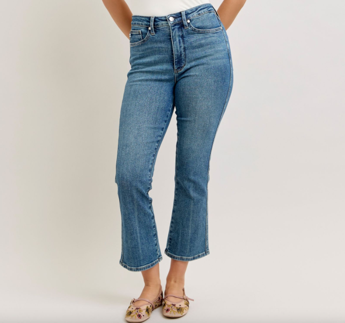 Vintage Soul Tummy Control Cropped Flare Judy Blue Jeans-Jeans-Dear Me Southern Boutique, located in DeRidder, Louisiana