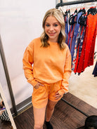 Stevie French Terry Shorts - Spring Peach-Shorts-Dear Me Southern Boutique, located in DeRidder, Louisiana