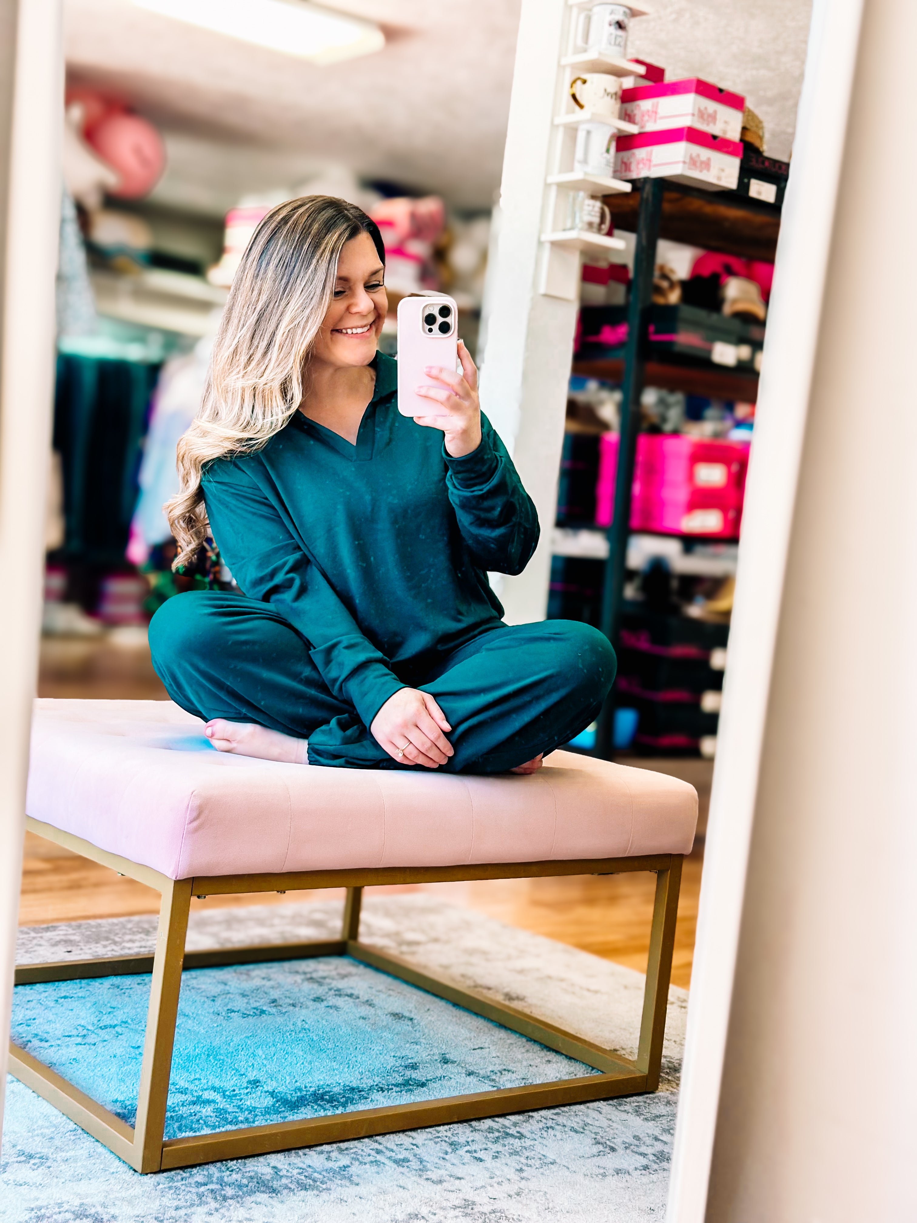 Weekend Lounge Set - Hunter Green-Dear Me Southern Boutique, located in DeRidder, Louisiana