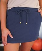 Well Loved Ribbed Skort, Navy-Dear Me Southern Boutique, located in DeRidder, Louisiana