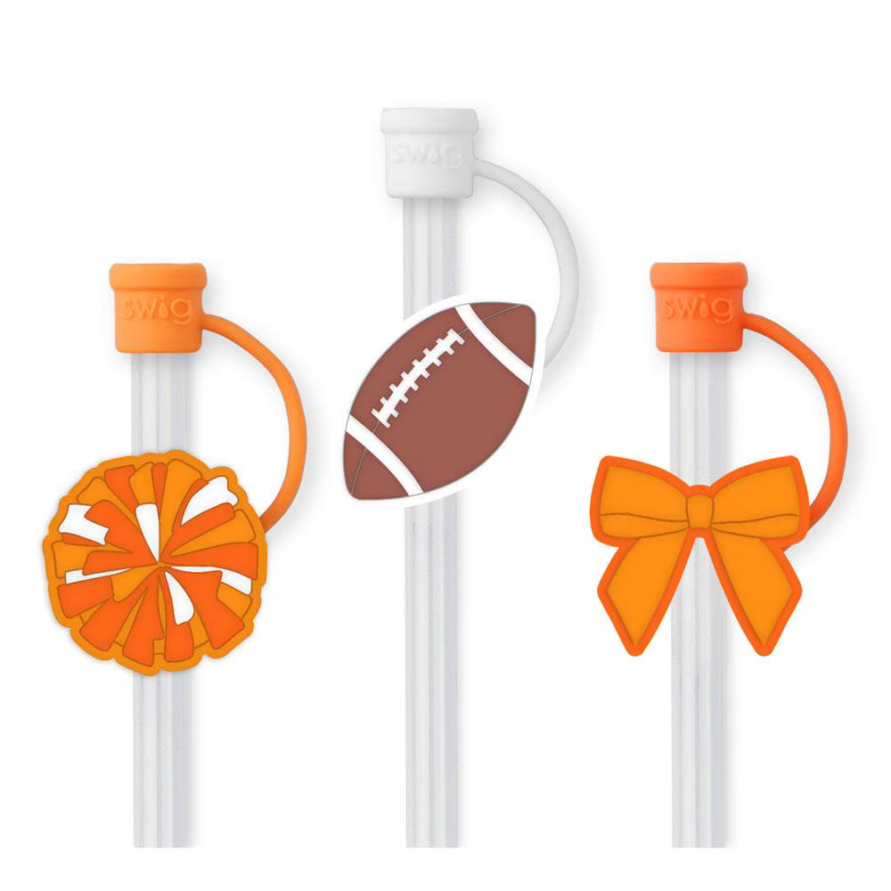 We've Got Spirit Orange Swig Straw Topper Set-Drinkwear-Dear Me Southern Boutique, located in DeRidder, Louisiana