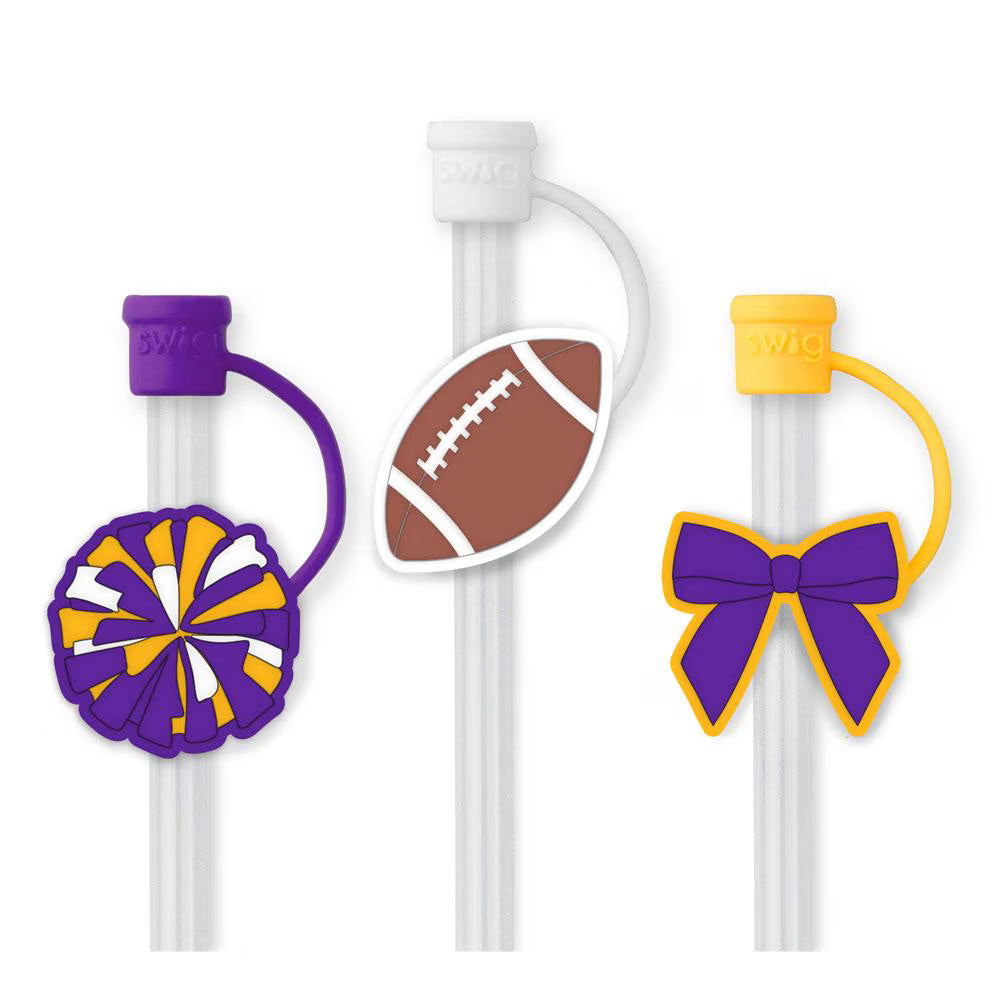 We've Got Spirit Purple + Yellow Swig Straw Topper Set-Drinkwear-Dear Me Southern Boutique, located in DeRidder, Louisiana