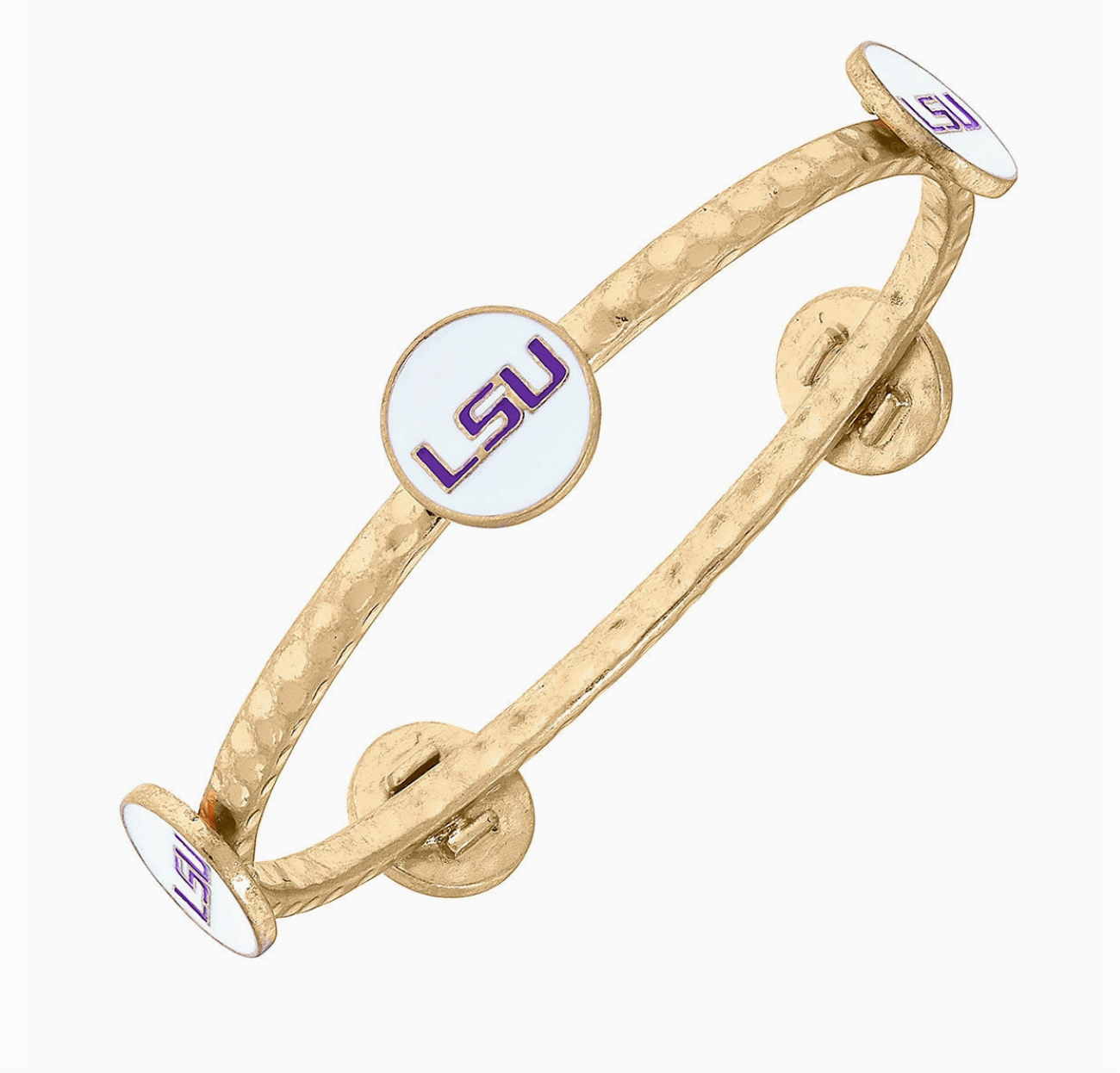 White Enamel LSU Bangle-Bracelets-Dear Me Southern Boutique, located in DeRidder, Louisiana