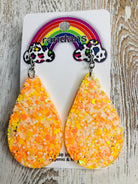 White & Orange Glitter Randan Dangles-Earrings-Dear Me Southern Boutique, located in DeRidder, Louisiana