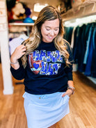 Wild Game Day Top - Blue-Graphic Tops-Dear Me Southern Boutique, located in DeRidder, Louisiana