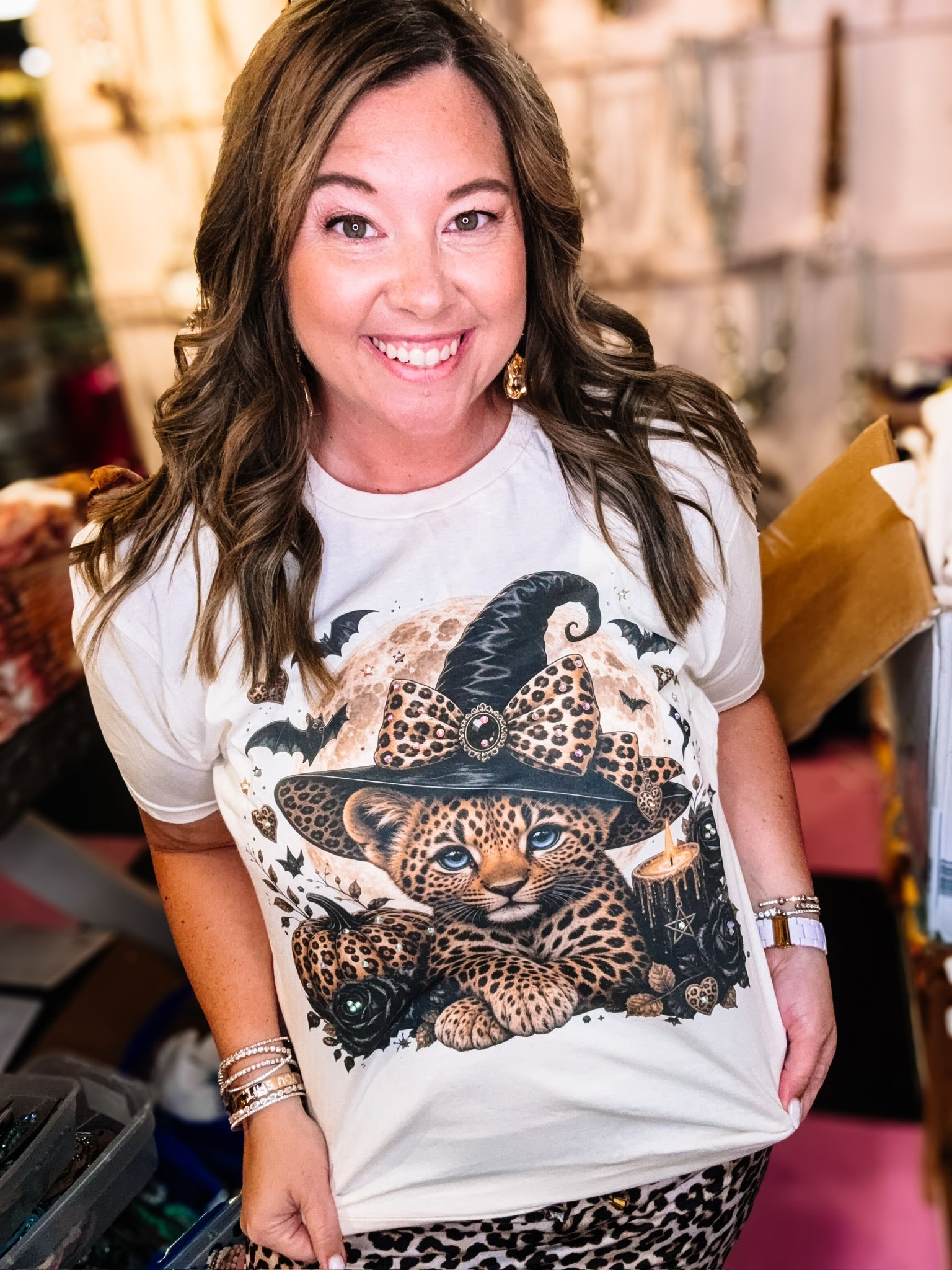 Wild Little Witch Bougie Rhinestone Tee-Graphic Tees-Dear Me Southern Boutique, located in DeRidder, Louisiana
