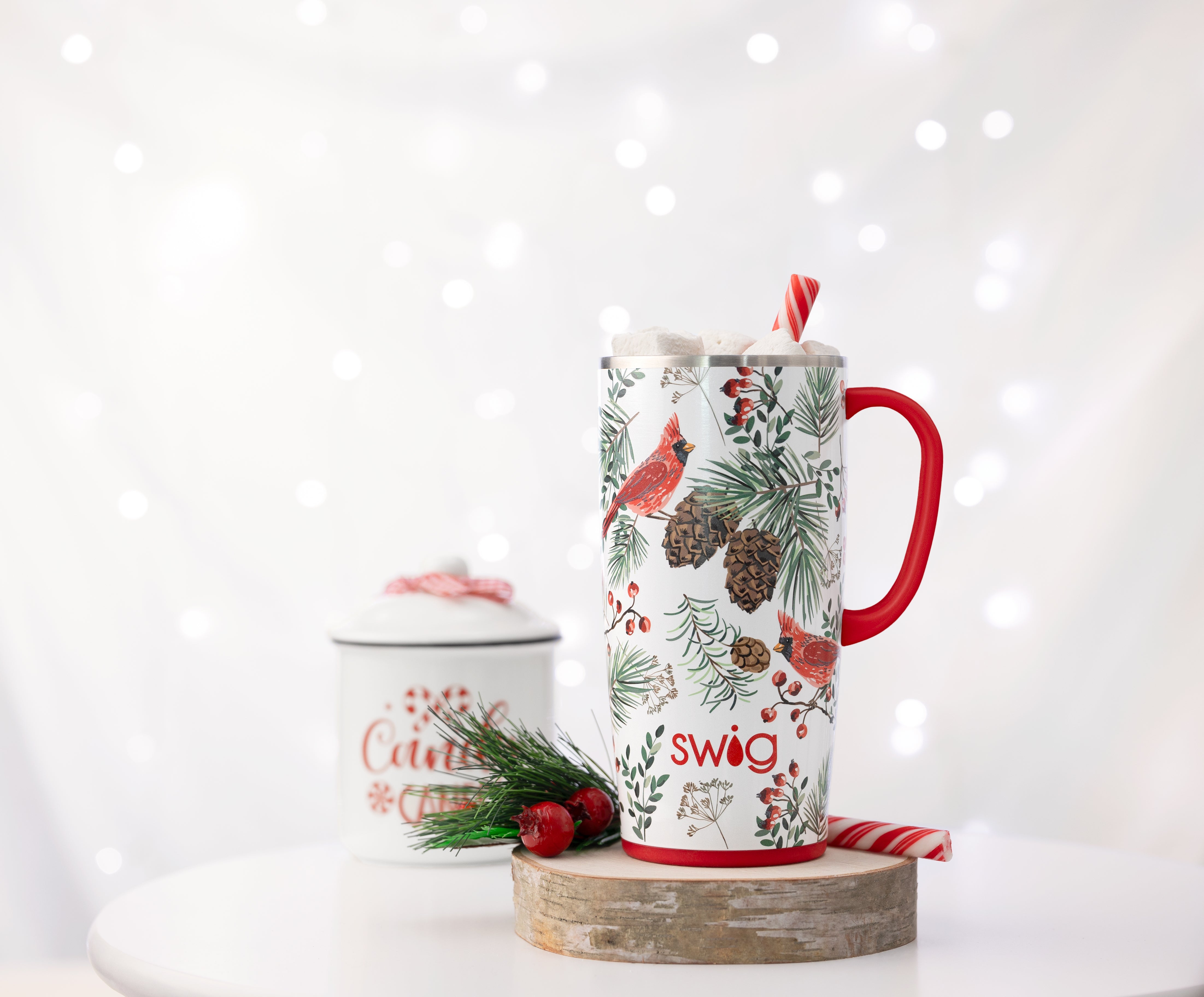 Winter Cardinals Travel Mug 22oz-Travel Mugs-Dear Me Southern Boutique, located in DeRidder, Louisiana