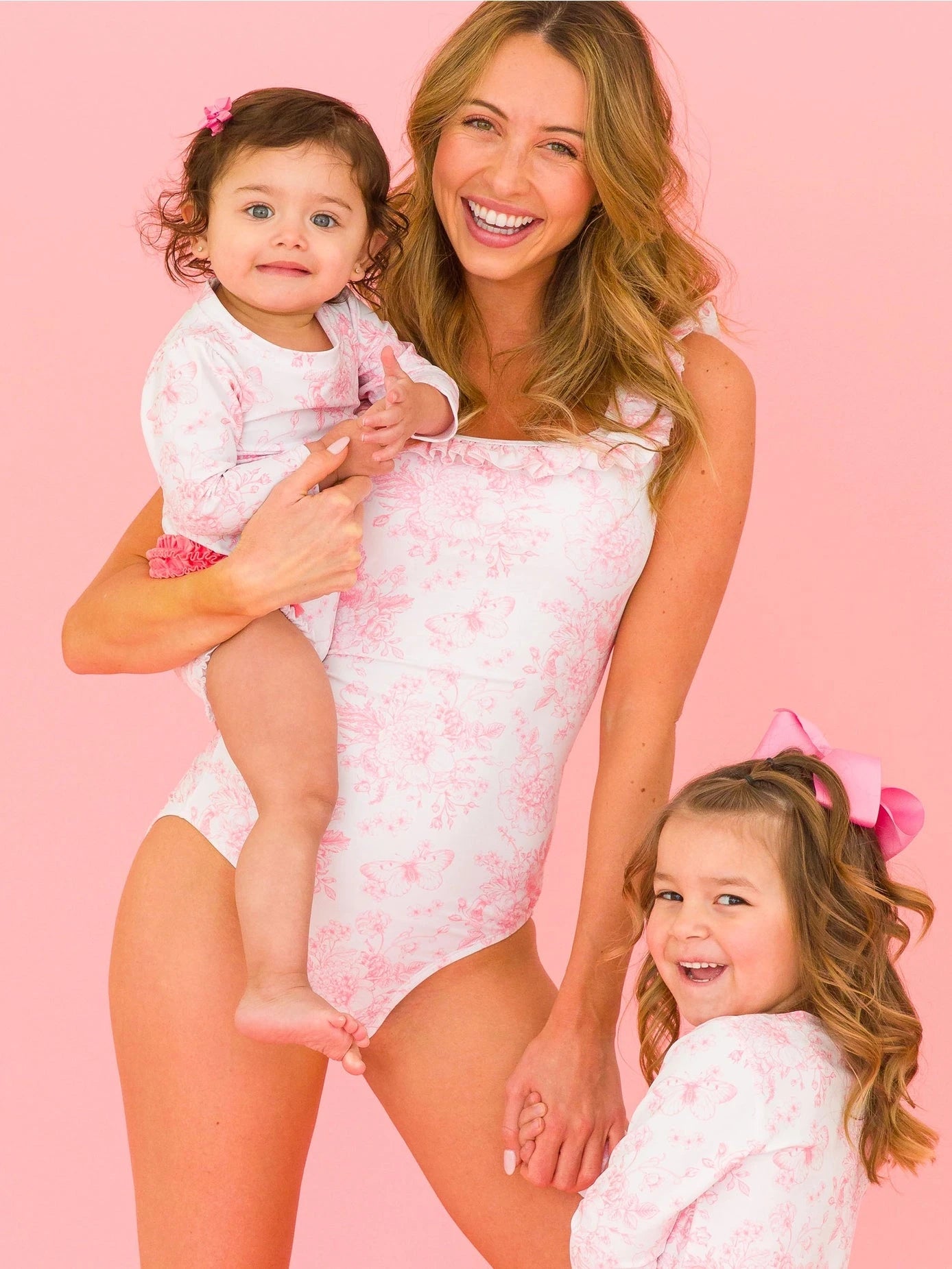 Women's Butterfly Garden 1-Piece Swim Suit - Bubblegum Pink-Swimsuits-Dear Me Southern Boutique, located in DeRidder, Louisiana