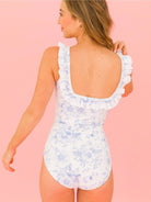 Women's Butterfly Garden 1-Piece Swim Suit - Periwinkle-Swimsuits-Dear Me Southern Boutique, located in DeRidder, Louisiana