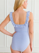 Women's Seersucker 1-Piece Swim Suit-Swimsuits-Dear Me Southern Boutique, located in DeRidder, Louisiana