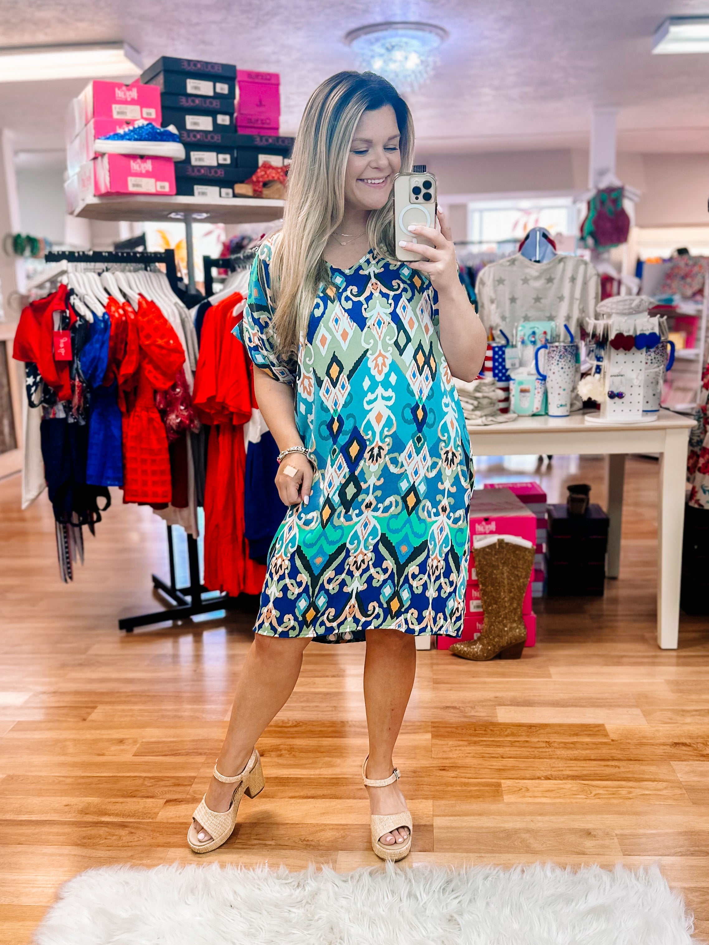 You Got This Boho Dolman Sleeve Dress-Midi Dresses-Dear Me Southern Boutique, located in DeRidder, Louisiana