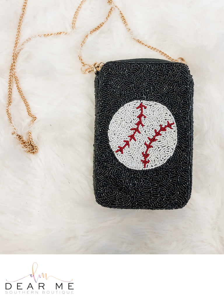 Baseball Beaded Phone Bag-Phone Accessories-Dear Me Southern Boutique, located in DeRidder, Louisiana