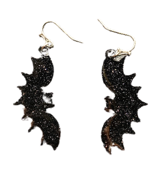 Bats Black Glitter Randans Dangles-Earrings-Dear Me Southern Boutique, located in DeRidder, Louisiana
