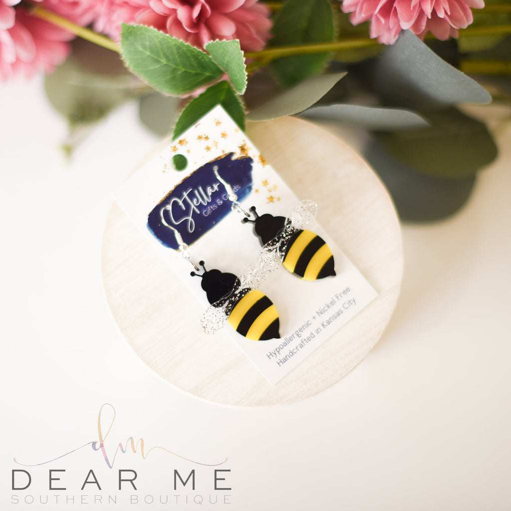 Bumblebee Dangles-Earrings-Dear Me Southern Boutique, located in DeRidder, Louisiana