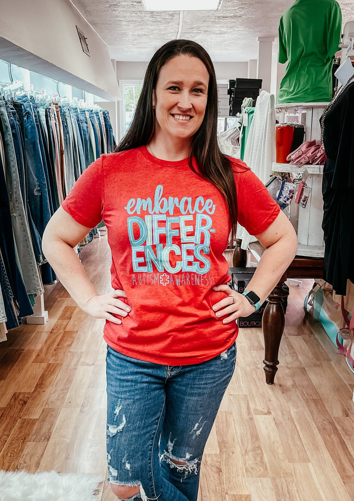 Embrace Differences Tee-Graphic Tee-Dear Me Southern Boutique, located in DeRidder, Louisiana