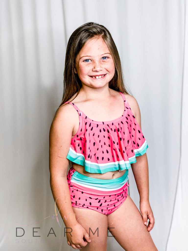 Girls Watermelon Suit-Dear Me Southern Boutique, located in DeRidder, Louisiana