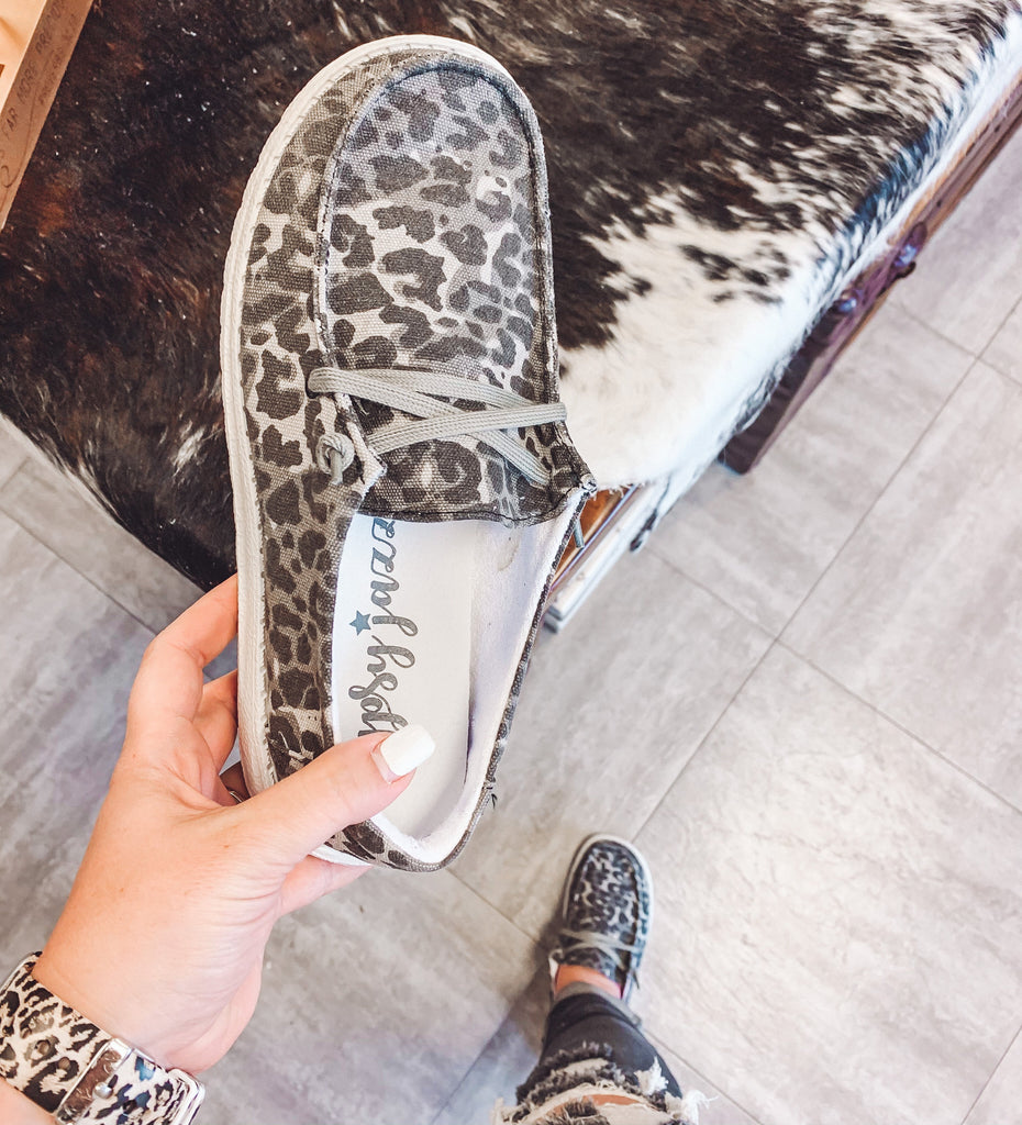 Grey Cheetah Shoes-Shoes-Dear Me Southern Boutique, located in DeRidder, Louisiana