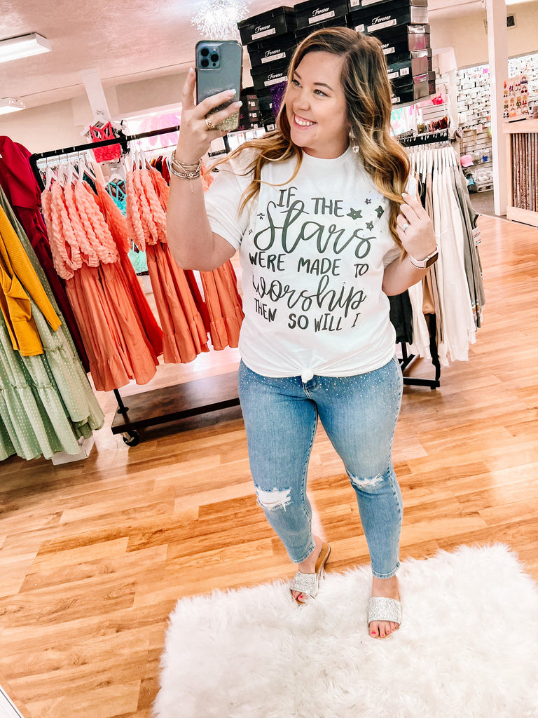If The Stars Were Made To Worship Tee-Graphic Tee-Dear Me Southern Boutique, located in DeRidder, Louisiana