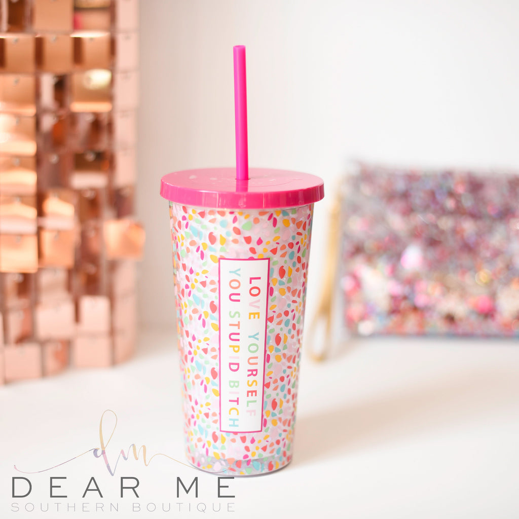 Love Yourself Glitter Tumbler-Dear Me Southern Boutique, located in DeRidder, Louisiana