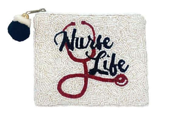 Nurse Life Beaded Large Coin Purse-Dear Me Southern Boutique, located in DeRidder, Louisiana