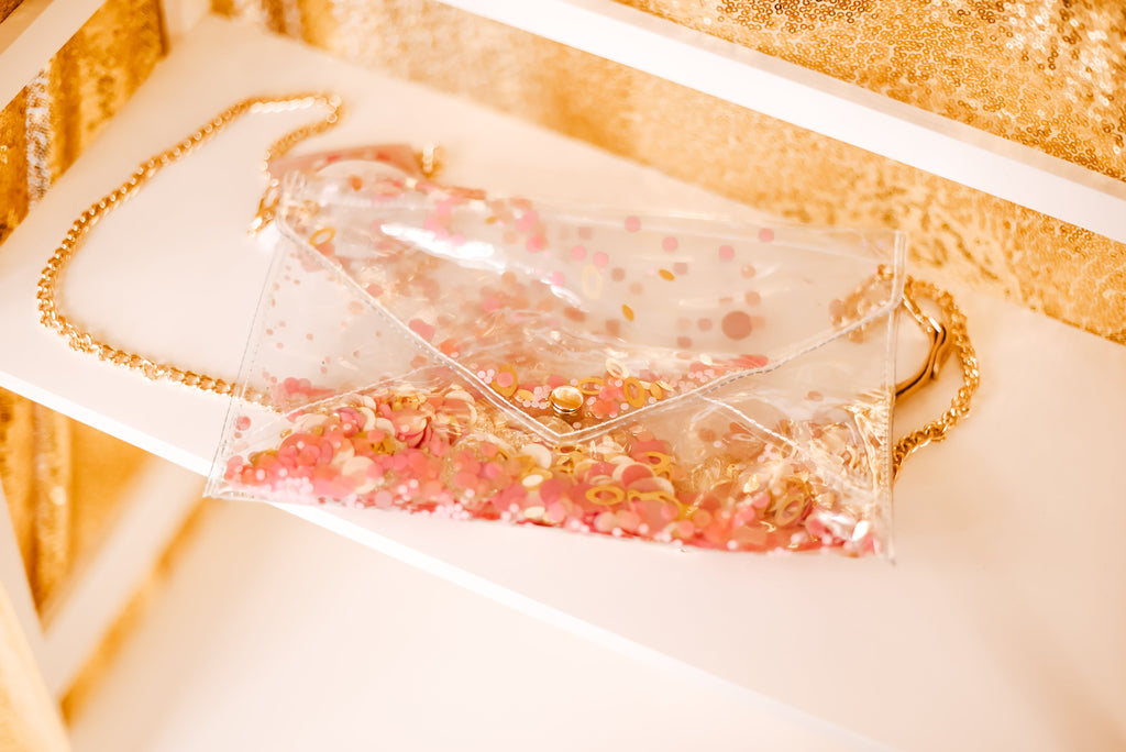 Pink About It Confetti Clutch-Bags-Dear Me Southern Boutique, located in DeRidder, Louisiana