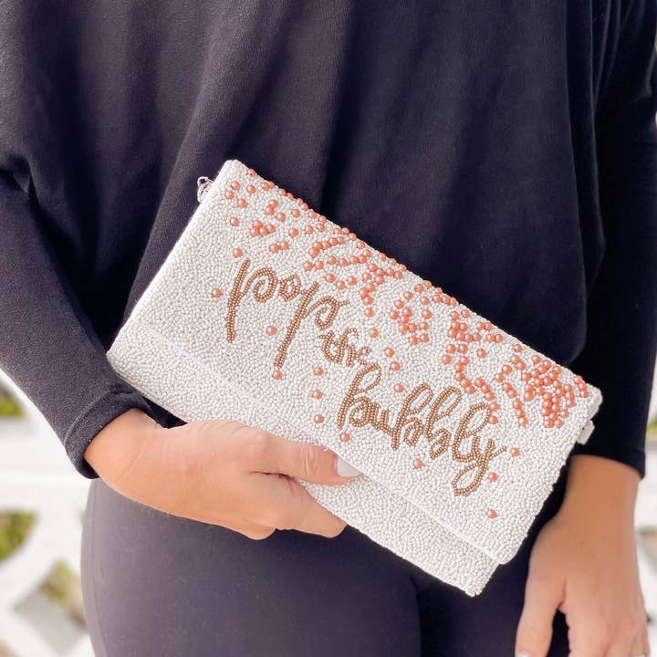 Pop the Bubbly Beaded Convertible Crossbody Bag-Dear Me Southern Boutique, located in DeRidder, Louisiana