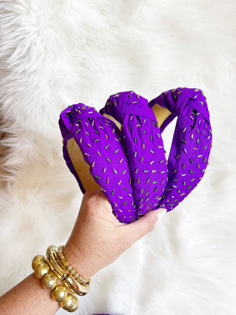 Purple Mardi Gras Sprinkle Headband-Apparel & Accessories-Dear Me Southern Boutique, located in DeRidder, Louisiana