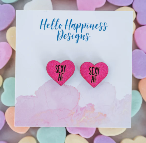 Sexy AF Candy Heart Studs | Hello Happiness-Earrings-Dear Me Southern Boutique, located in DeRidder, Louisiana