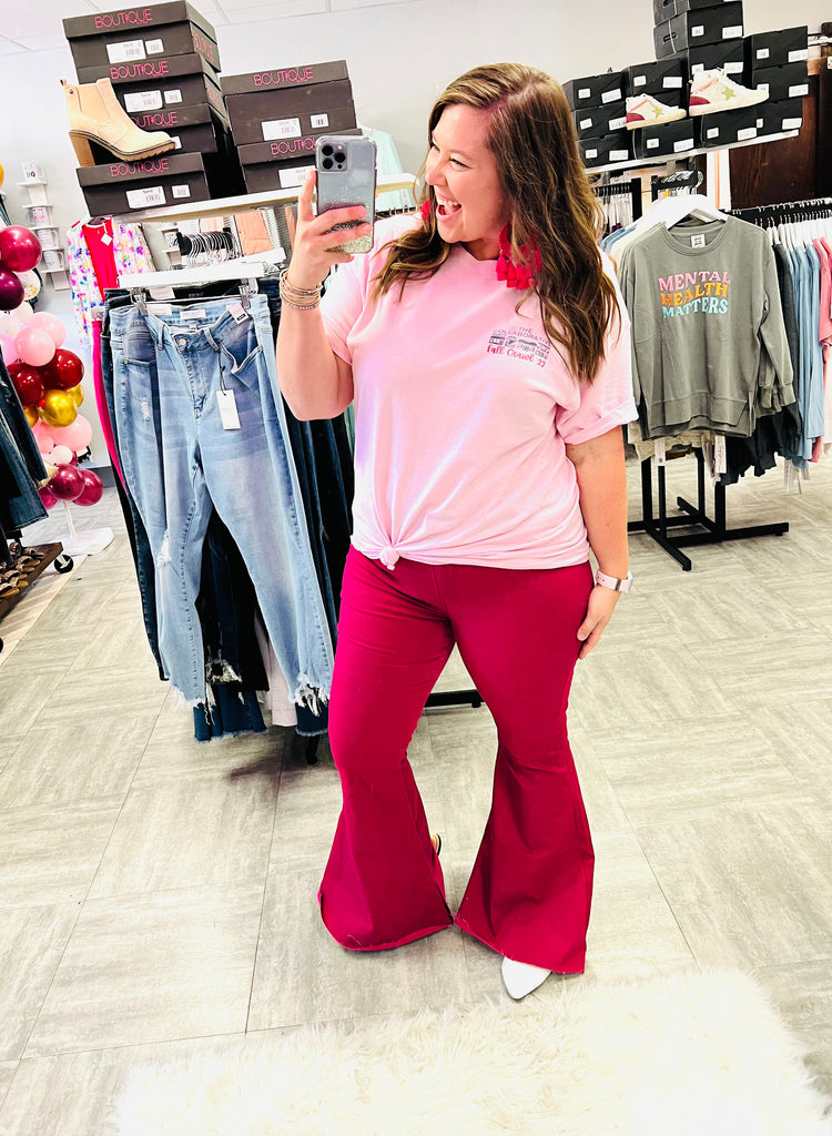 The Cher Flare Pant - Magenta-Dear Me Southern Boutique, located in DeRidder, Louisiana