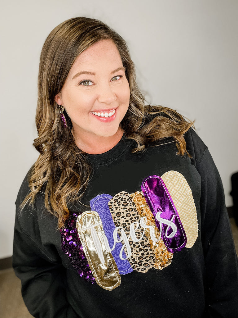 Tigers Sequin Sweatshirts-Dear Me Southern Boutique, located in DeRidder, Louisiana